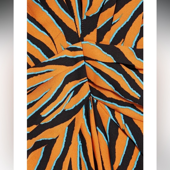 DIANE VON FURSTENBERG Orange and Black Zebra Print Crepe Maxi Dress - Picture 10 of 10